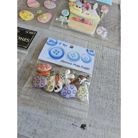 Sticker Lot Easter Basket Bunny Eggs Spring Scrapbooking 3D Stickers RARE #56 - Picture 2 of 10